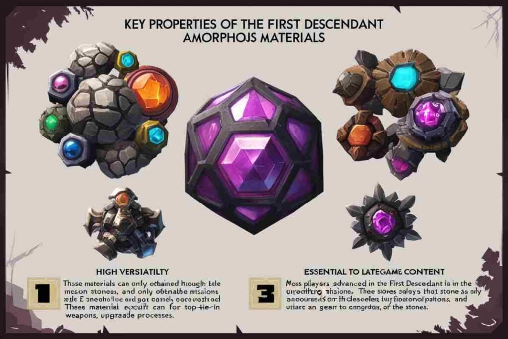 Amorphous materials list first descendant