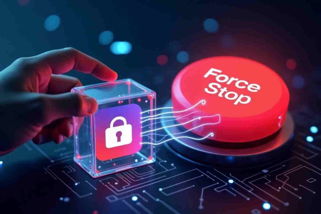 What does force stopping an app do