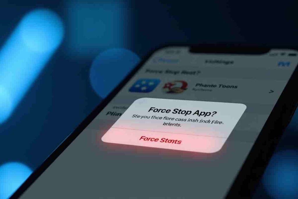 What does force stopping an app do