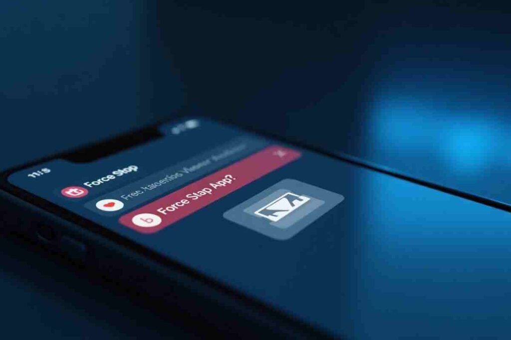What does force stopping an app do